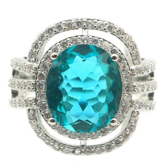 Jewelry - Gorgeous Large Blue Aquamarine 925 Silver RIng